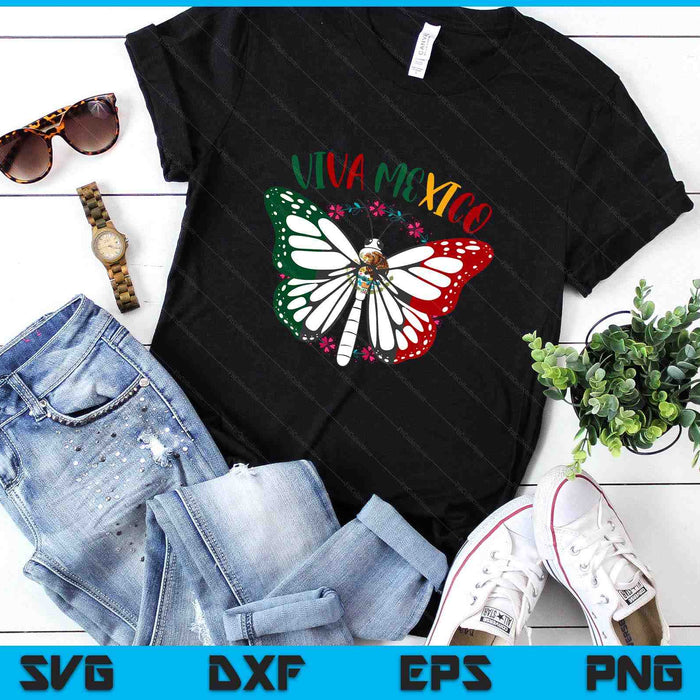 Viva Mexico Shirt Women Kids Girls Butterfly Mexican Flag SVG PNG Digital Printable Files