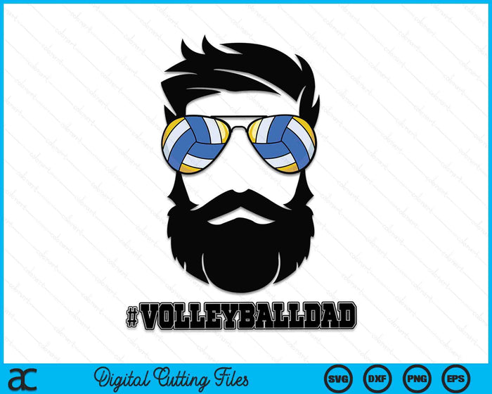 Volleybalvader met baard en coole zonnebril SVG PNG digitale snijbestanden