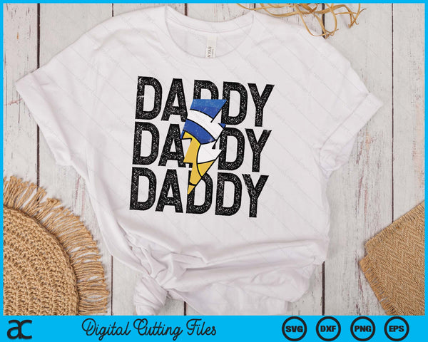 Volleyball Daddy Distressed Lightning Bolt SVG PNG Digital Printable Files