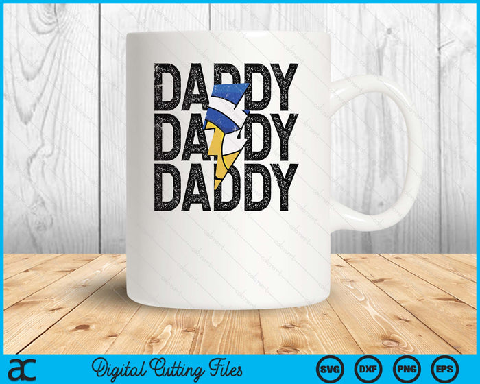 Volleyball Daddy Distressed Lightning Bolt SVG PNG Digital Printable Files