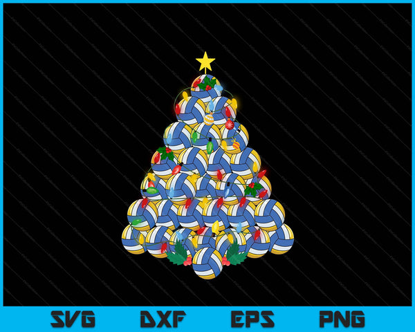 Volleyball football Christmas tree Xmas pajamas player coach SVG PNG cut file for Cricut