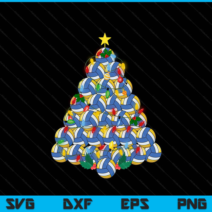 Volleyball football Christmas tree Xmas pajamas player coach SVG cut file