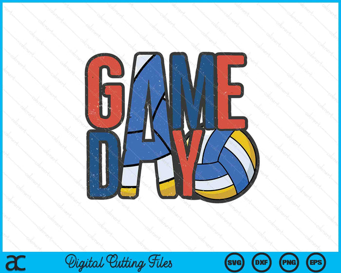 Volleyball Game Day Navy Blue And Red SVG PNG Digital Printable Files