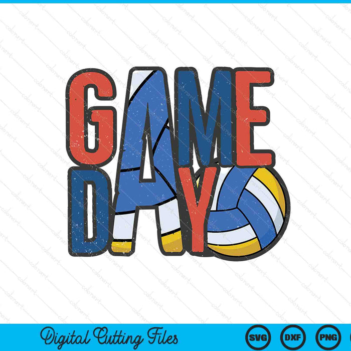 Volleyball game day navy blue and red SVG cut file