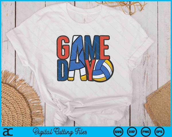 Volleyball Game Day Navy Blue And Red SVG PNG Digital Printable Files