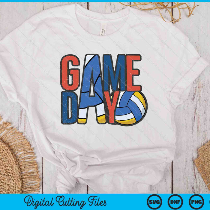 Volleyball Game Day Navy Blue And Red SVG PNG Digital Printable Files