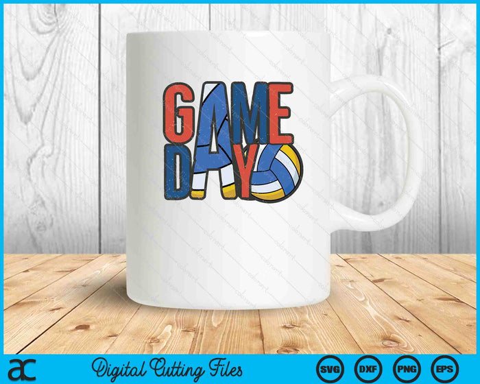 Volleyball Game Day Navy Blue And Red SVG PNG Digital Printable Files