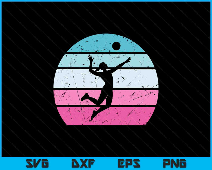 Volleyball Girl Retro Vintage SVG PNG Digital Printable Files