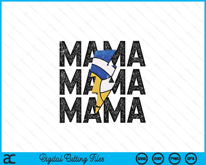 Volleyball Mama Distressed Lightning Bolt SVG PNG Digital Printable Files