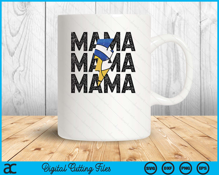 Volleyball Mama Distressed Lightning Bolt SVG PNG Digital Printable Files