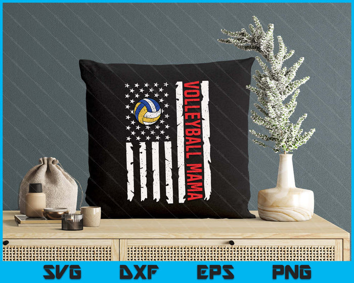 Volleyball Mama USA American Flag Patriotic Mama 4th Of July SVG PNG Digital Printable Files