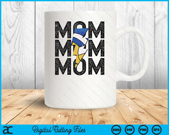 Volleyball Mom Distressed Lightning Bolt SVG PNG Digital Printable Files