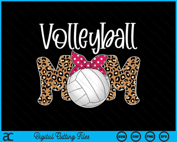 Volleyball mom leopard messy bun game day SVG cut file