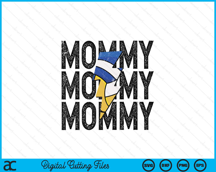 Volleyball Mommy Distressed Lightning Bolt SVG PNG Digital Printable Files