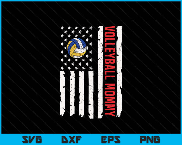 Volleyball mommy USA American flag patriotic mommy 4th of July SVG cut file
