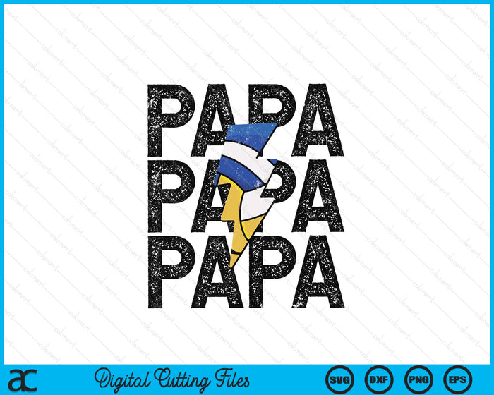 Volleyball Papa Distressed Lightning Bolt SVG PNG Digital Printable Files