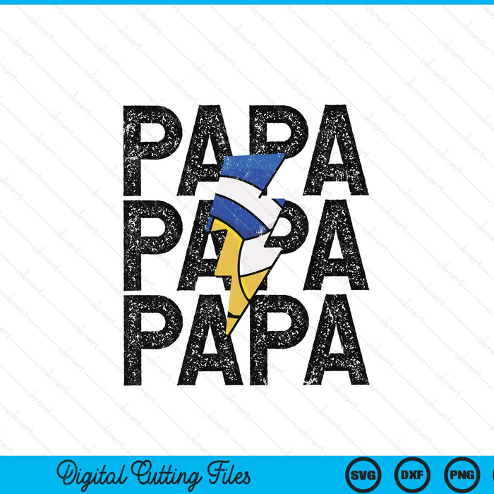 Volleyball papa distressed lightning bolt SVG cut file