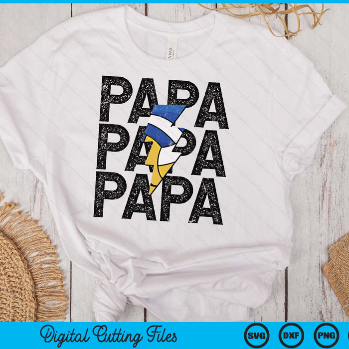 Volleyball Papa Distressed Lightning Bolt SVG PNG Digital Printable Files