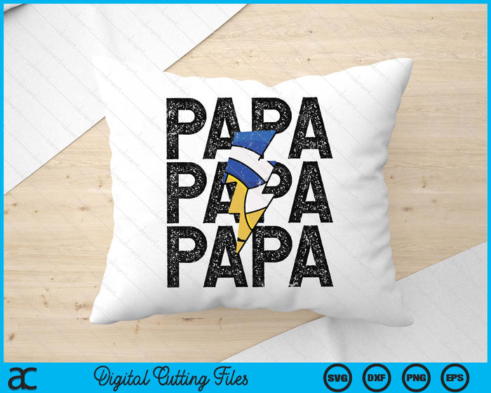 Volleyball Papa Distressed Lightning Bolt SVG PNG Digital Printable Files