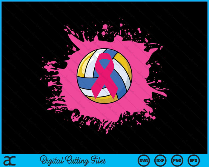 Volleyball Pink Ribbon Breast Cancer Awareness SVG PNG Digital Cutting Files