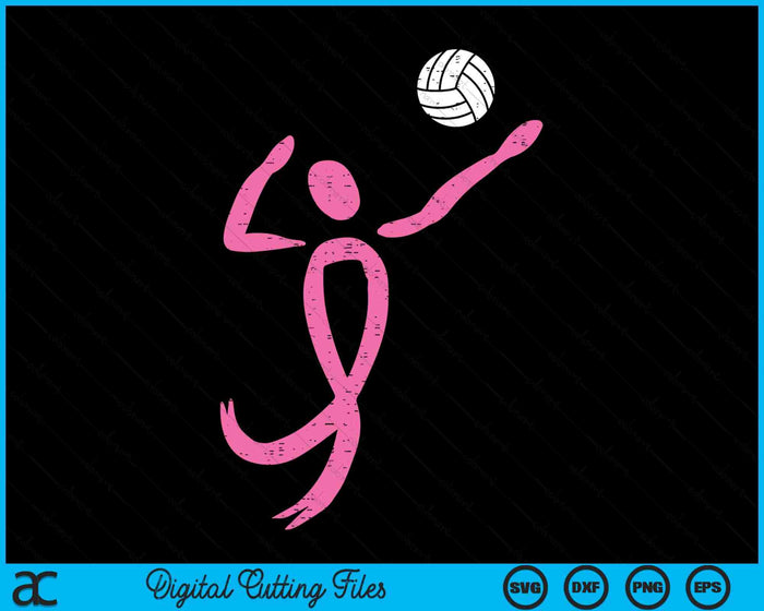 Volleyball Pink Ribbon Breast Cancer Awareness Sport Gift SVG PNG Digital Cutting File