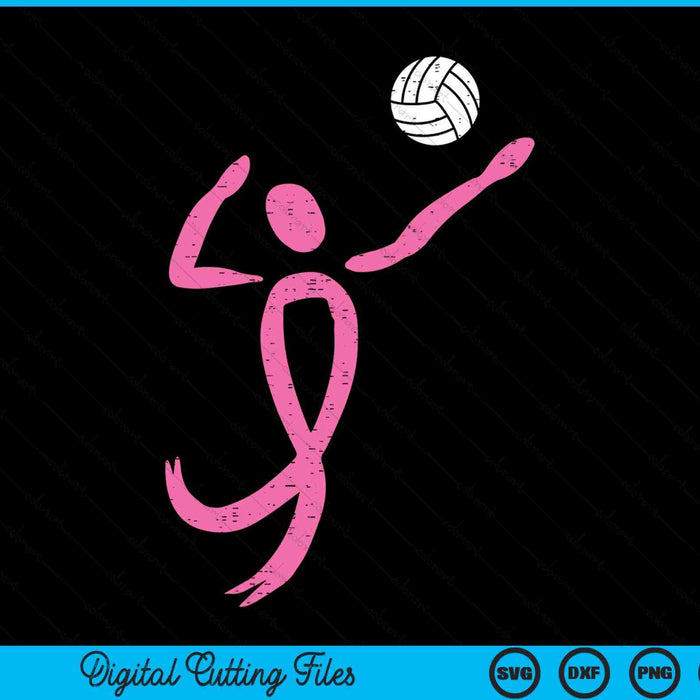 Volleyball pink ribbon breast cancer awareness sport SVG PNG cut file for Cricut
