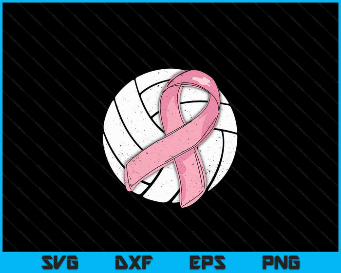 Volleybal Pink Ribbon Breast Cancer Awareness Sport Lover SVG PNG digitale snijbestanden