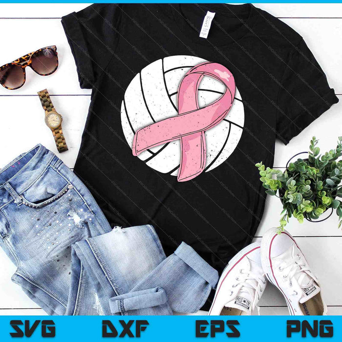 Volleybal Pink Ribbon Breast Cancer Awareness Sport Lover SVG PNG digitale snijbestanden