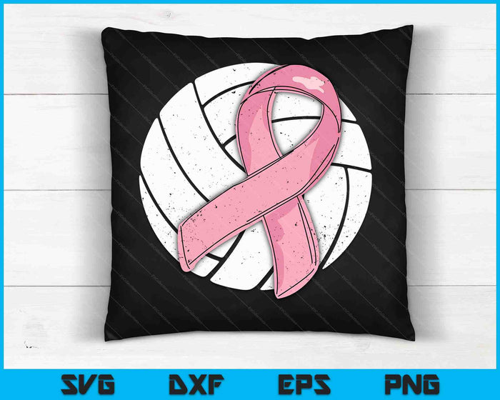 Volleyball Pink Ribbon Breast Cancer Awareness Sport Lover SVG PNG Digital Cutting Files