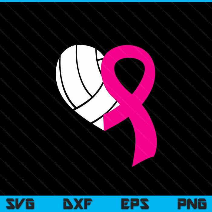 Volleyball pink ribbon heart cool breast cancer awareness SVG cut file