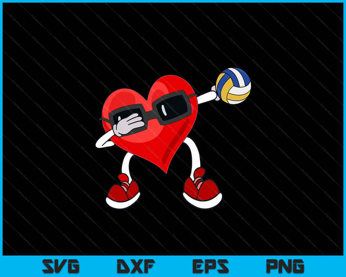 Volleyball Valentines Day Dabbing Heart Kids Boys SVG PNG Digital Printable Files