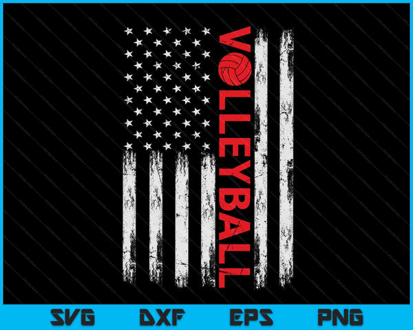 Volleyball Vintage USA American Flag SVG PNG Digital Printable Files