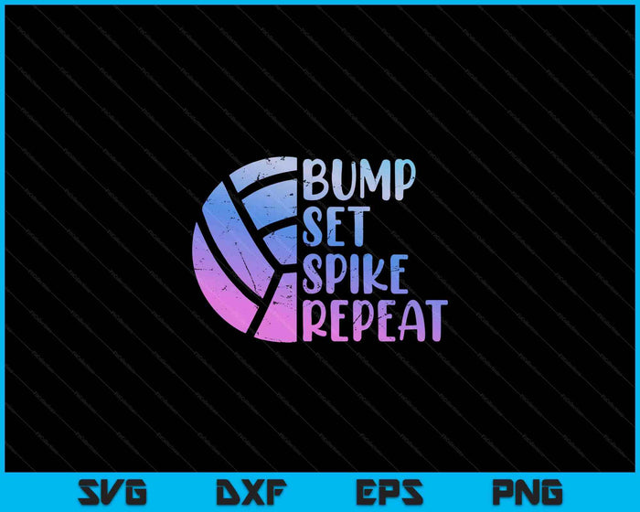 Voleibolista Bump Set Spike Repetir Voleibol SVG PNG Archivos de corte digital