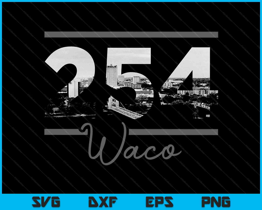 Waco 254 Area Code Skyline Texas Vintage SVG PNG Files creativeusarts