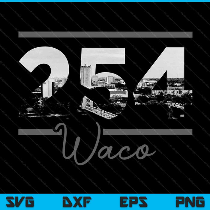 Waco 254 Netnummer Skyline Texas Vintage SVG PNG Snijden afdrukbare bestanden