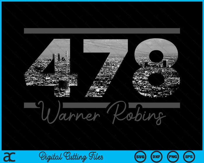 Warner Robins 478 Netnummer Skyline Georgia Vintage SVG PNG digitale snijbestanden 