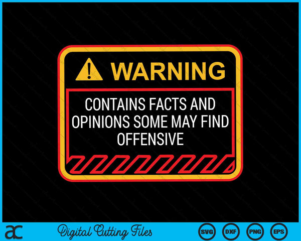 Advertencia contiene hechos que pueden encontrar humor ofensivo SVG PNG archivos de corte digital