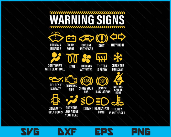Warning Signs 101 Funny Car Mechanic SVG PNG Digital Printable Files