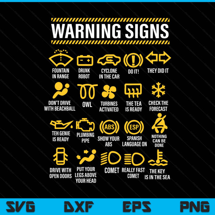 Warning Signs 101 Funny Car Mechanic SVG PNG Digital Printable Files