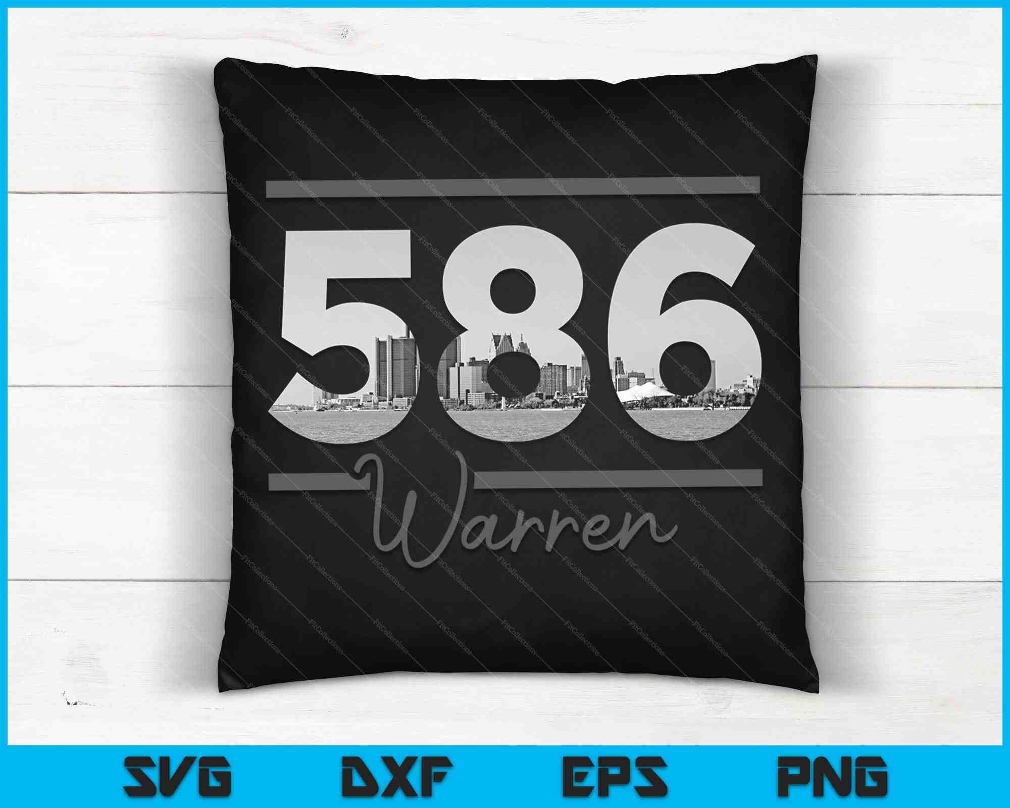 Warren 586 Area Code Skyline Michigan Vintage SVG PNG Files ...