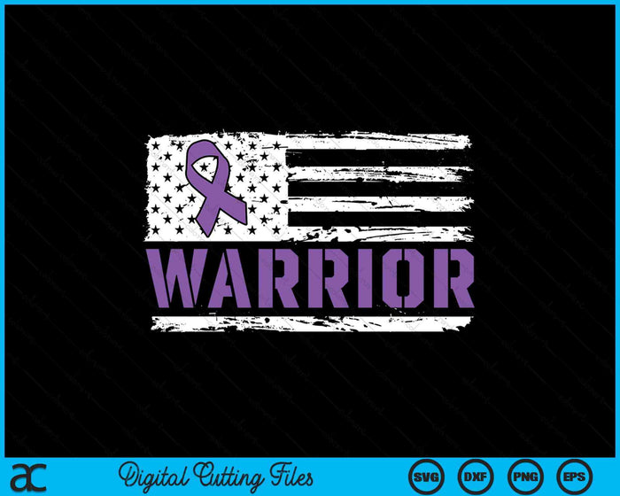 Warrior Flag Purple Support Pancreatic Cancer Awareness SVG PNG Digital Printable Files