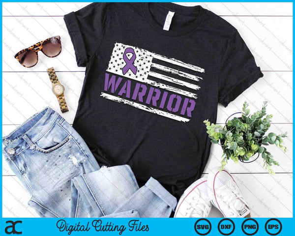 Warrior Flag Purple Support Pancreatic Cancer Awareness SVG PNG Digital Printable Files