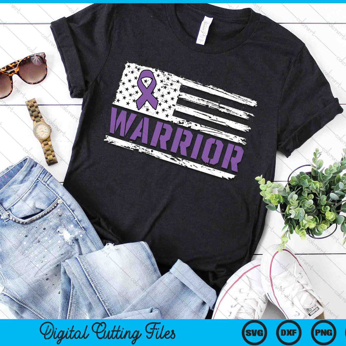 Warrior Flag Purple Support Pancreatic Cancer Awareness SVG PNG Digital Printable Files