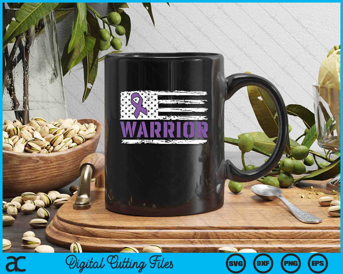 Warrior Flag Purple Support Pancreatic Cancer Awareness SVG PNG Digital Printable Files