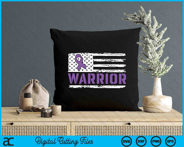 Warrior Flag Purple Support Pancreatic Cancer Awareness SVG PNG Digital Printable Files