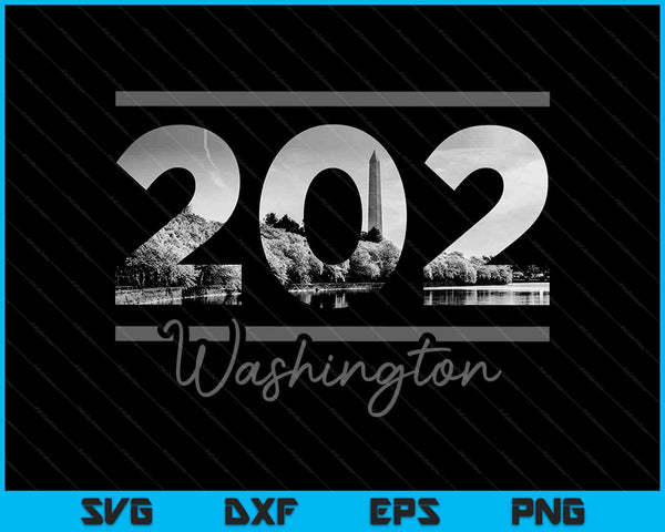 Washington 202 Código de área Skyline Distrito de Columbia Vintage SVG PNG Cortar archivos imprimibles