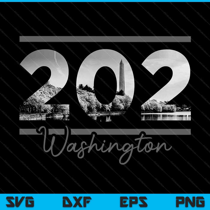 Washington 202 Código de área Skyline Distrito de Columbia Vintage SVG PNG Cortar archivos imprimibles