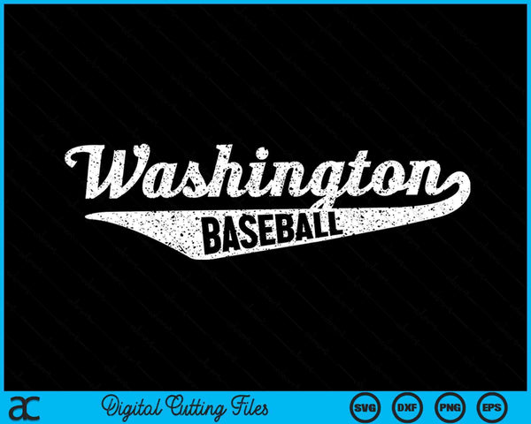 Washington Baseball Script Vintage Distressed SVG PNG Digital Cutting Files