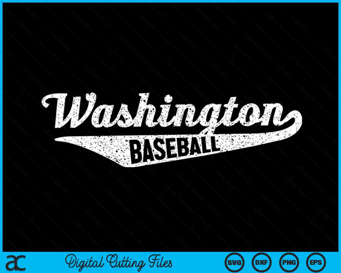 Washington Baseball Script Vintage noodlijdende SVG PNG digitale snijbestanden