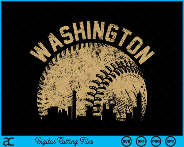 Washington Baseball Skyline Player Coach Fan SVG PNG Digital Cutting Files